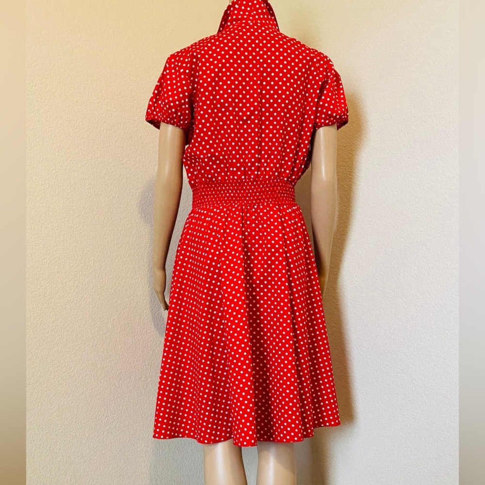 Sara Vibrant Red A-Line Skirt with Dots - Picture 2 of 10